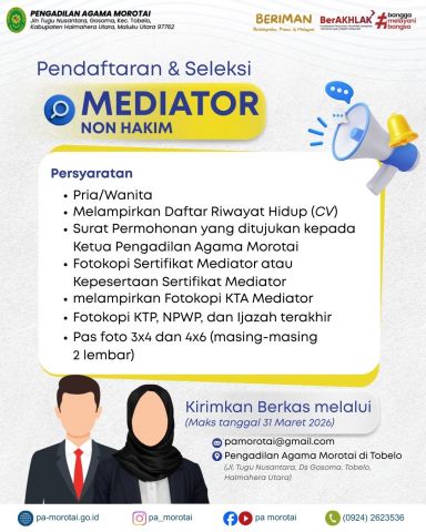 PENDAFTARAN SELEKSI MEDIATOR NON HAKIM